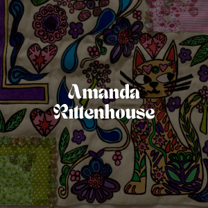 An image of work by artist Amanda Rittenhouse with their name superimposed over the image.