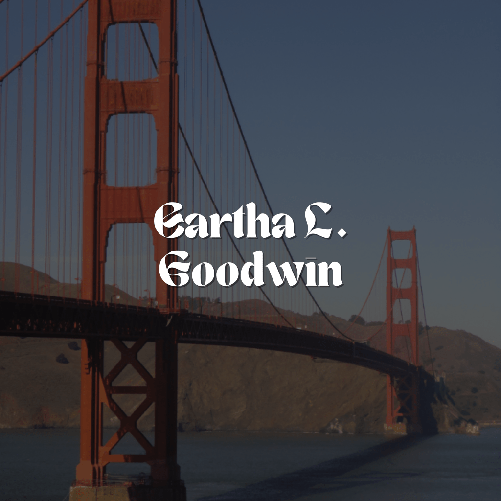 An image of work by artist Eartha L. Goodwin with her name superimposed over the image.