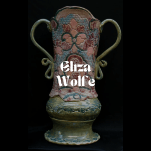 An image of work by artist Eliza Wolfe with their name superimposed over the image.